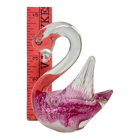 Fused Handblown Glass Swan Figurine Pink Clear Decorative Collectible Art Piece - Picture 11 of 11